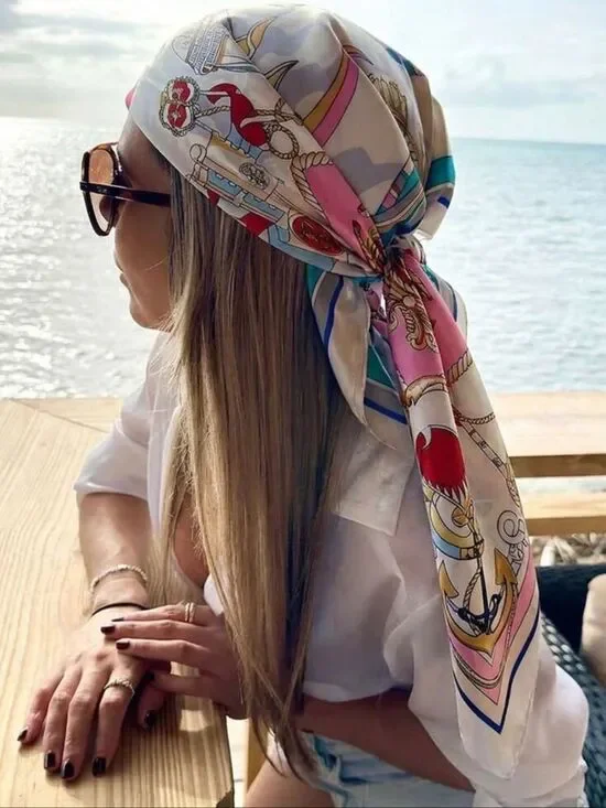 Nautical Print Headscarf S161