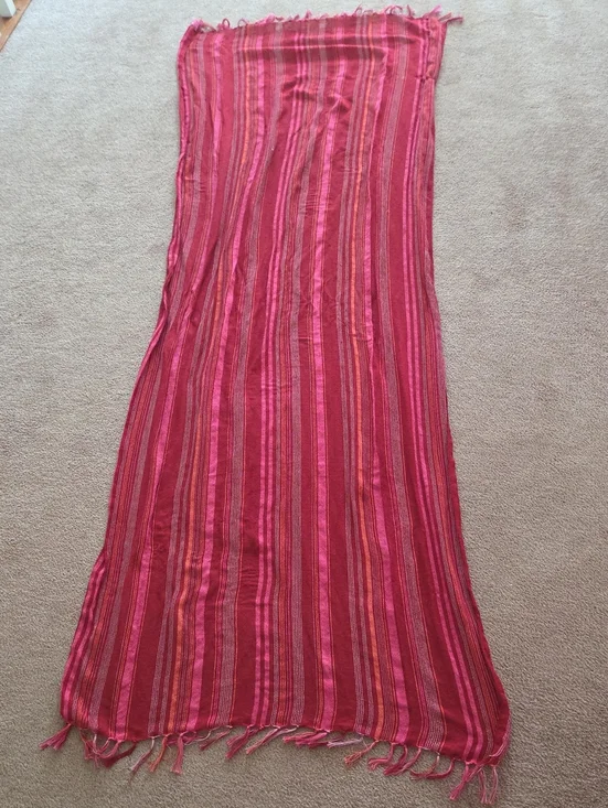 Isaac Mizrahi Striped Pink Fringe Scarf/Wrap