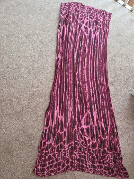 Isaac Mizrahi Pink & Burgundy Striped and Animal Print Scarf