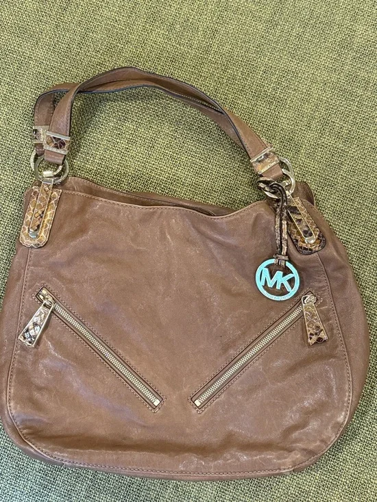 *Michael Kors Tan Leather Matilda Slim Satchel Shoulder Bag