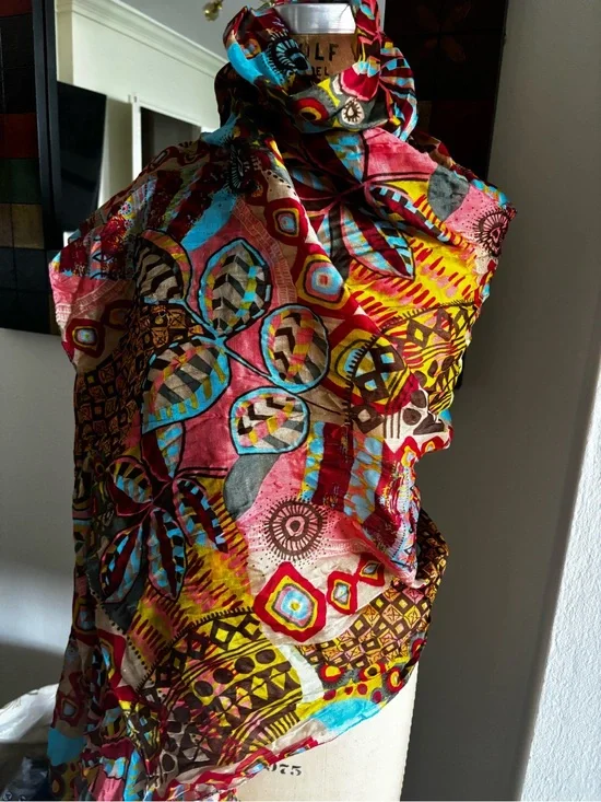 Vibrant Multicolor Patterned Women's Scarf - sarong -shawl