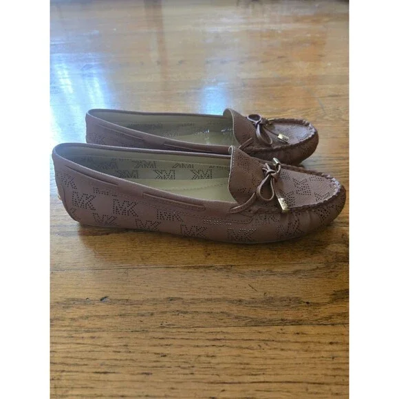 Michael Kors Brown Leather Juliette Logo Flat Loafers Women’s Size 9M