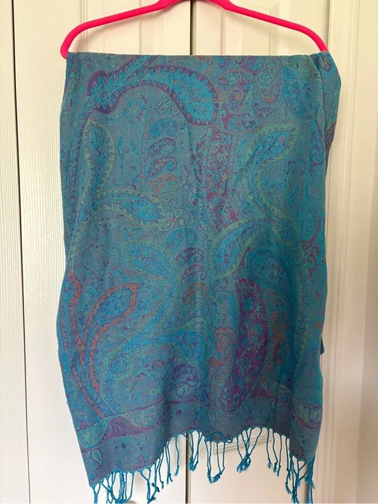 Women’s Blue Paisley Pasmina/Scarf or Swim Cover Up