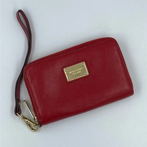 Michael Kors Red Leather Tech Wristlet Wallet
