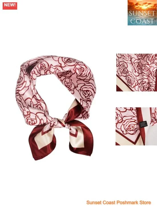 Women 100% Mulberry Silk Lightweight Square Scarf 21 inch Neckerchief