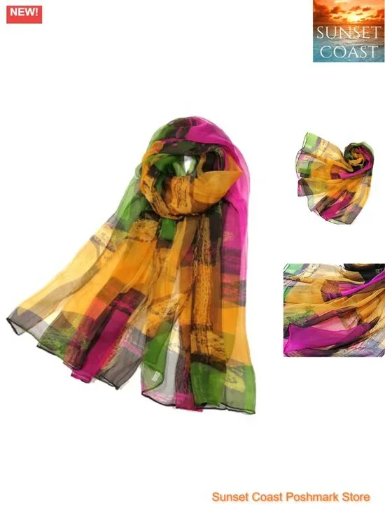 Mulberry Silk Blend Oblong Scarf - 62x40 inches