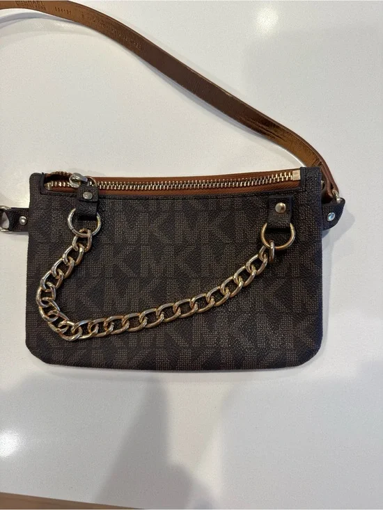 Michael Kors Monogram belt bag with Chain Strap - Brown