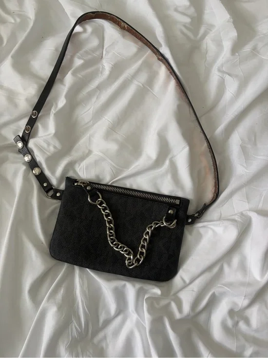 Michael Kors Black Crossbody Bag with Silver Chain