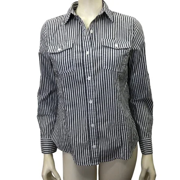 Michael‎ Kors Womens Striped Button-Down Shirt With Pockets Size P/M