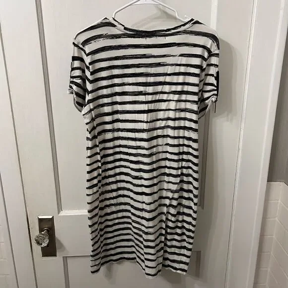 Michael Kors Black and Cream Striped Dress