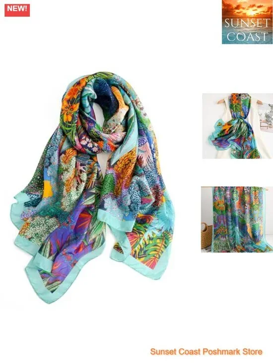 100% Mulberry Silk Scarf, Lightweight Large Shawl Wraps for Women
