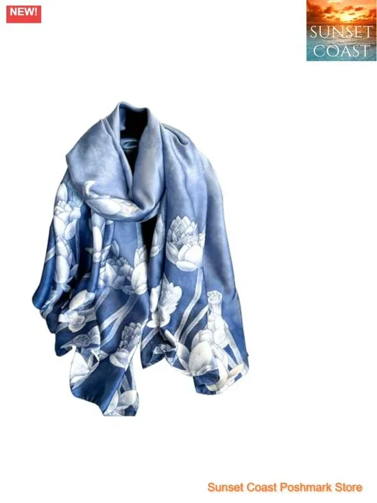 100% Mulberry Silk Long Scarf Lightweight Fashion Shawl Wrap