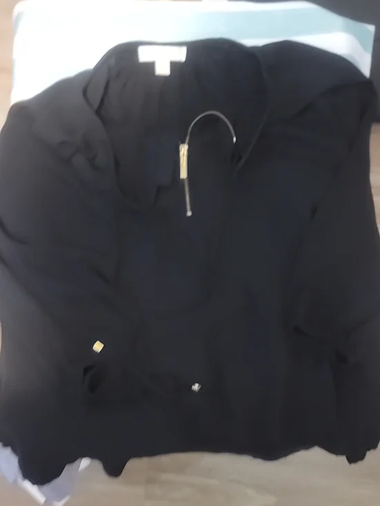 Michael Kors Black Long-Sleeve Pullover with Zip Detail
