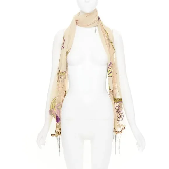 Etro Embroidered Beaded Chain Scarf