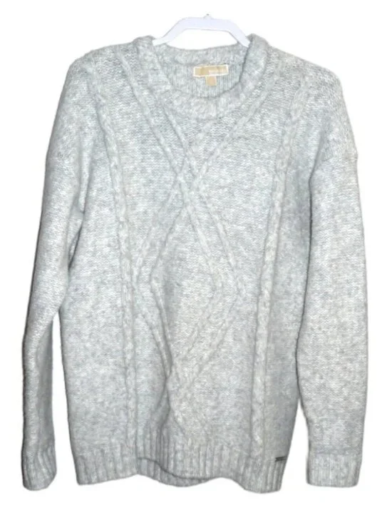 Michael MICHAEL KORS gray cable knit heavier pullover sweater Women's size L