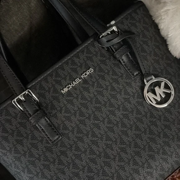 Michael Kors Charcoal Black Signature Tote with Silver Hardware