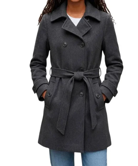 MICHAEL KORS Grey Wool Trenchcoat Size 6