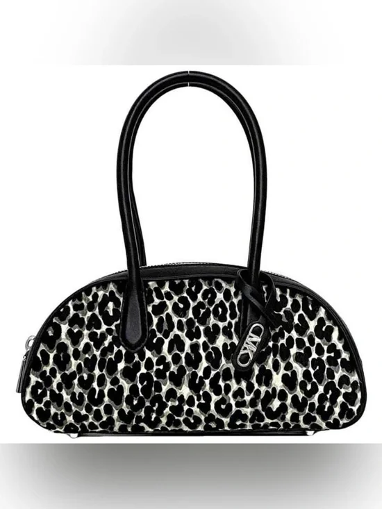 Michael Kors Lulu Black and White Leopard Print Satchel