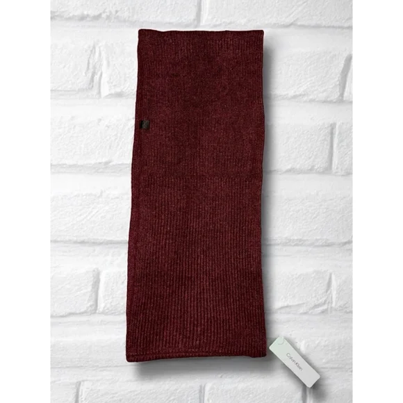 Calvin Klein Oversized Knit Basic Burgundy Infinity Scarf Winter Fall Fashion