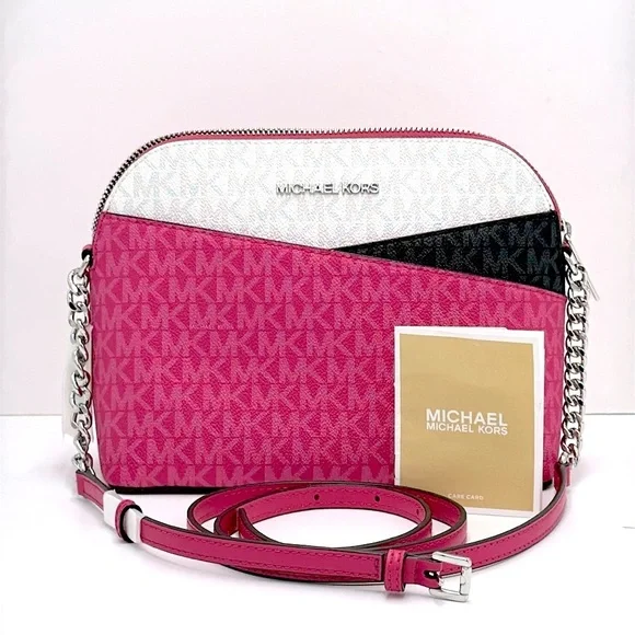 Michael Kors Medium Signature Logo Color Block Dome Crossbody Bag DRAGON…
