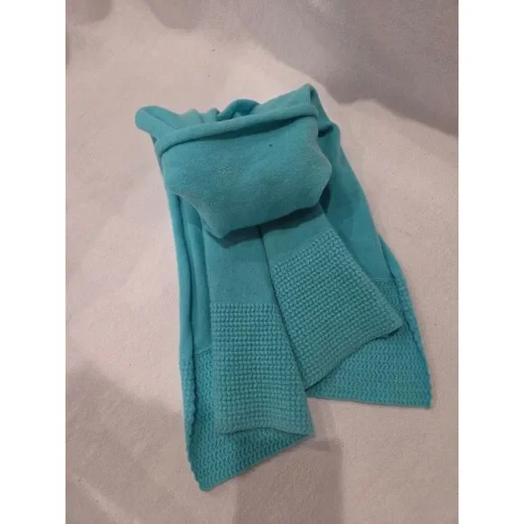 Jones New York 100% Cashmere Scarf Teal Turquoise Blue OS