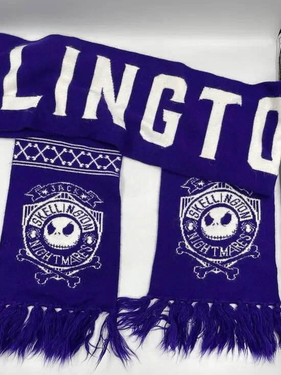 Disney Parks Jack Skellington Purple Fringe Knit Winter Unisex Adult Long Scarf
