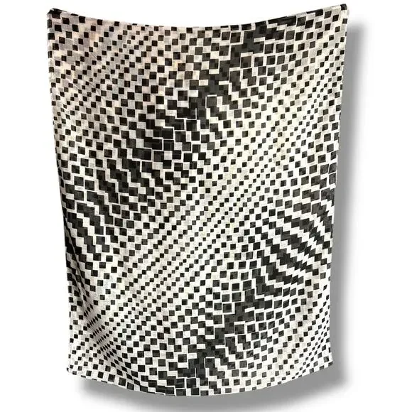 Womens Large Oversized Infinity Scarf Black White Checked Print Lightweight