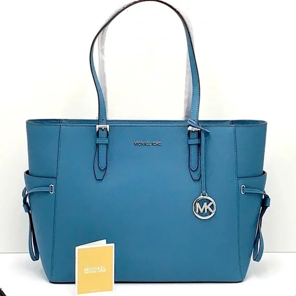 MICHAEL KORS Gilly Large Saffiano Leather Tote Bag TEAL COLOR