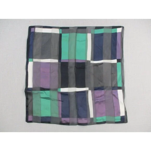 Vintage Silk Scarf With Colorful Plaid Design - Casual Brand‎ - 22