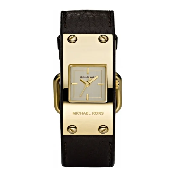 Michael Kors MK 2216 brown leather gold tone women's watch