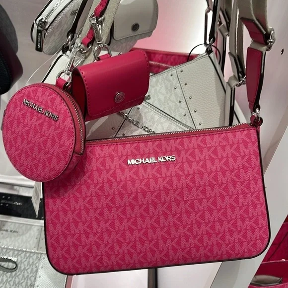 Michael Kors Jet Set Signature Logo Crossbody Bag with Case Apple Airpods Pro®