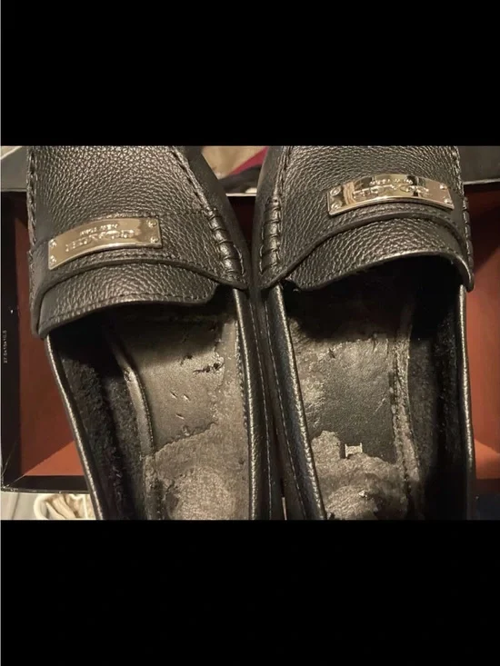 Michael Kors Black Leather Men's Slip-On Loafers with Branded Plaque
