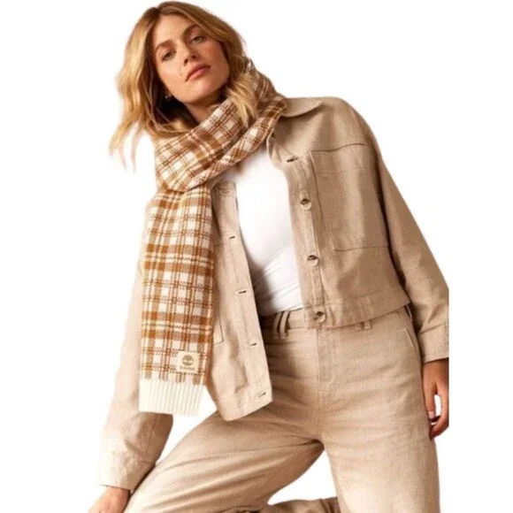 Timberland Women's Plaid Knit Scarf | Wheat Plaid | One Size