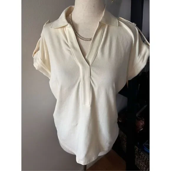 Michael Kors short sleeve tan/yellow small shirt size s