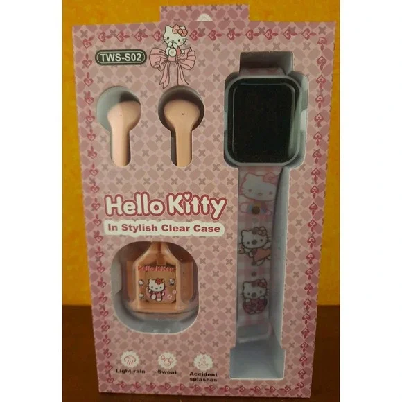 TWS Hello Kitty Digital Smart Watch With‎ Earbuds NIB