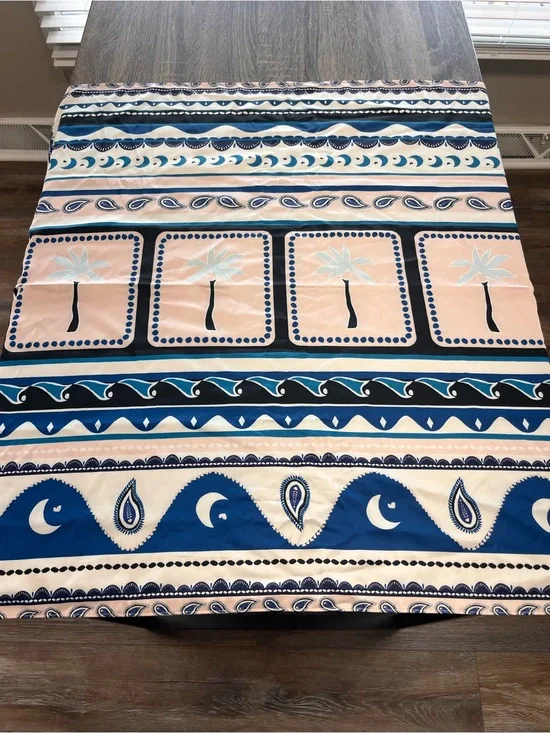 Anthropologie Navy Blue and Peach Printed Wrap Scarf Retired design