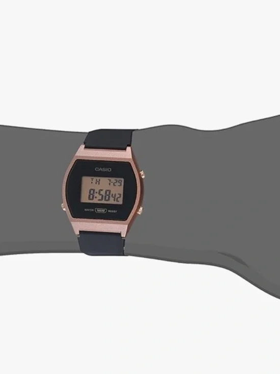 Casio Women's Watch LW204 Quartz Digital Rose Gold Black Resin Strap 3294 35mm