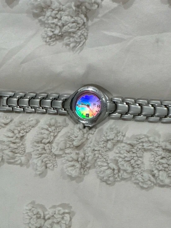 BUM Equipment Silver Stainless Steel Watch with Iridescent Dial Small Wrist