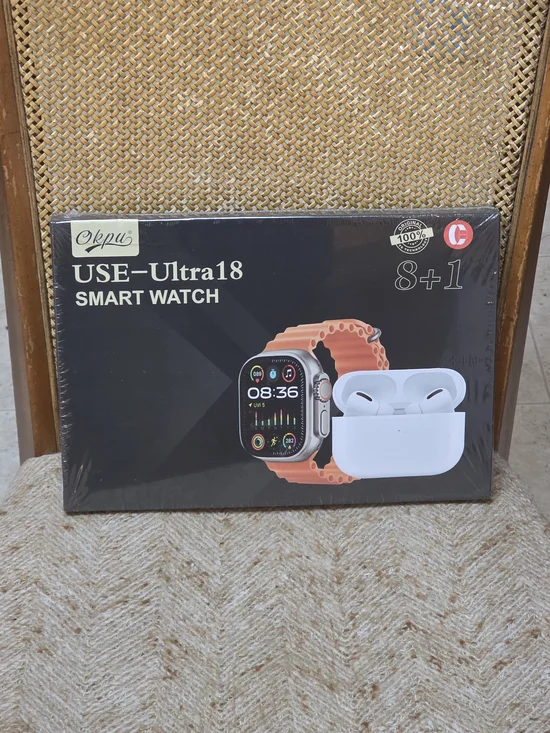 Okpu USE-Ultra18 Smart Watch & Wireless Earbuds 8+1 Gift Set - Factory Sealed
