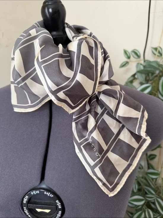 Echo Black & Cream Geometric Silk Scarf