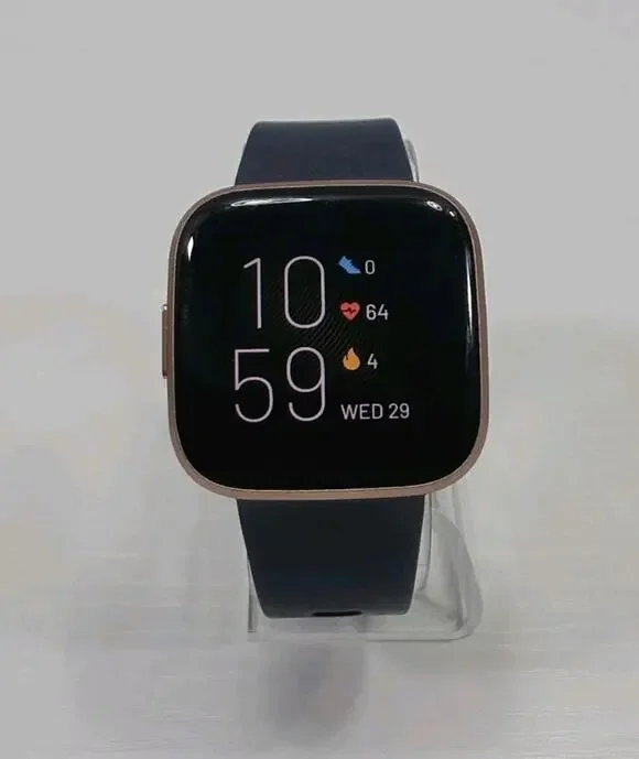 Fitbit Versa 2 Smart Watch Activity Tracker - Rose Gold Navy Band W/ Charger 100