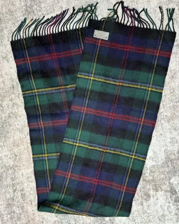 VTG James Pringle Weaver 100% Wool Scarf Made In Scotland Plaid Tartan Preppy