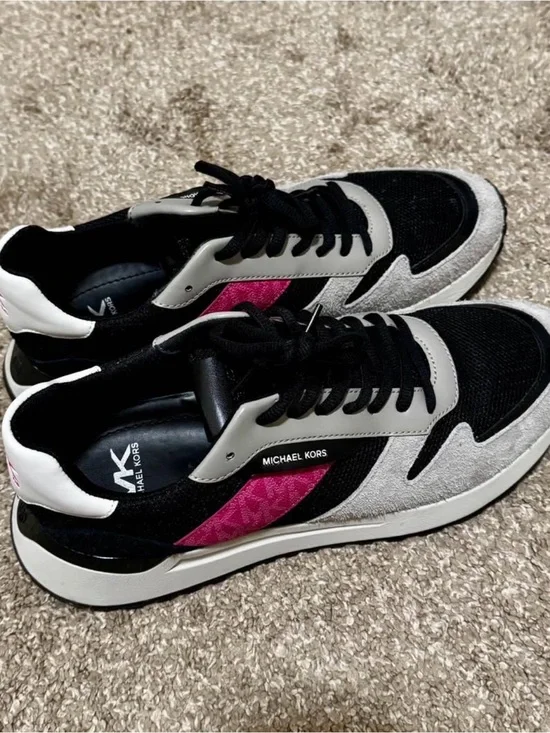 Michael Kors Black, Gray & Pink Logo-Trim Sneakers