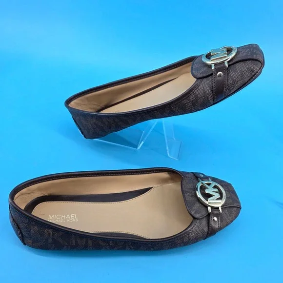 Michael Michael Kors Fulton Moc Brown Signature Logo‎ Flats 9.5M ME18L