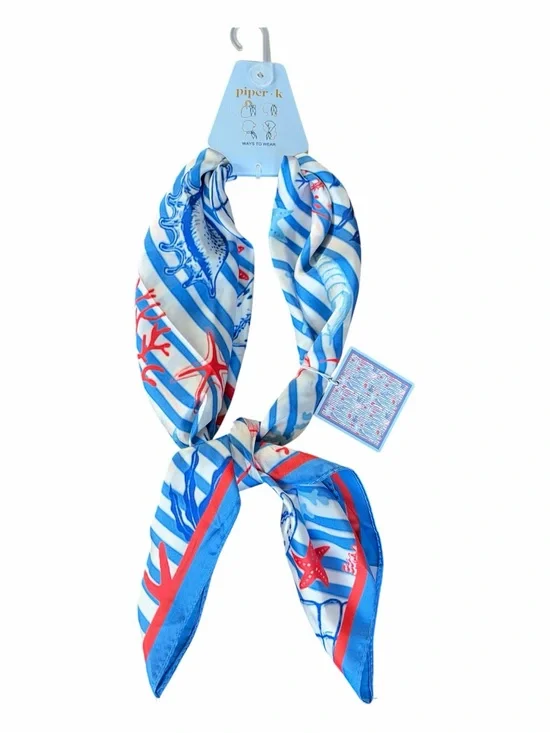 PIPER K | Nautical Starfish Shell Ocean Coral Scarf NWT