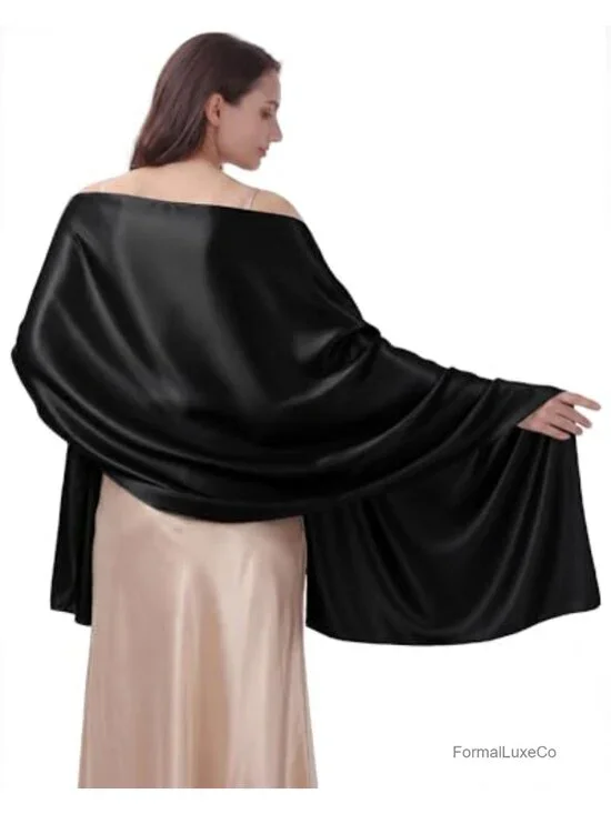 Satin Shawl Wrap for Evening Dresses Elegant Soft Silky Wedding Bridal Scarf
