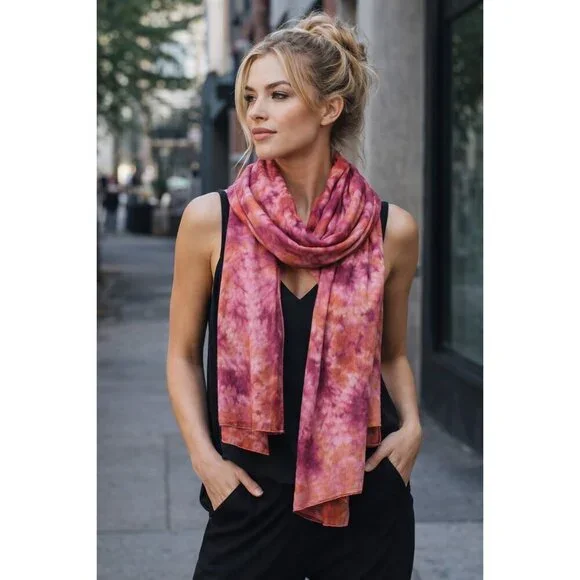 Shibori Dyed Silk Scarf Pink Orange Handmade Artisan Janice Patrignani Long Wrap
