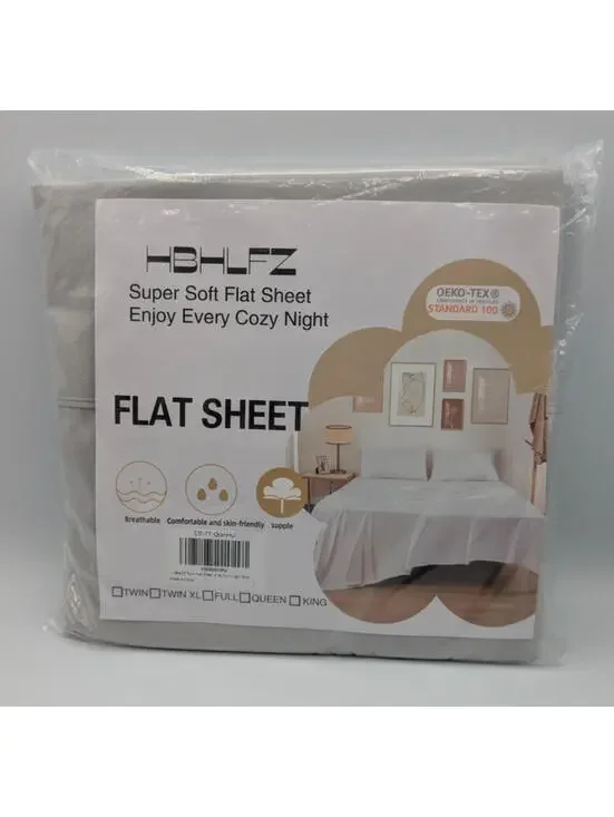 HBHLFZ Twin Flat Sheet Ultra Soft Polyester Light Gray 96