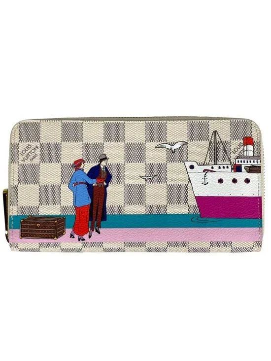 Louis Vuitton Zippy Wallet Damier Azur White