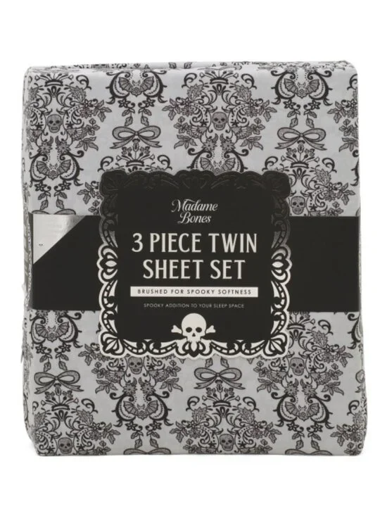 MADAME BONES Victorian Style Halloween Lace Print Sheet Set